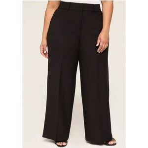 NWT Lane Bryant The Perfect Drape Wide Leg High Rise Trousers Black Women's 26 S